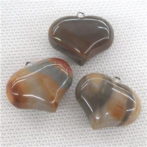 Picasso Jasper pendant, heart, approx 20-27mm