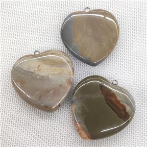 Picasso Jasper heart pendant, approx 40x40mm