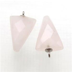 Rose Quartz pendant, faceted arrowhead, approx 11-16mm