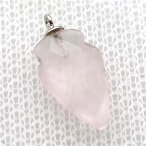 Rose Quartz pendant, faceted arrowhead, approx 9-15mm