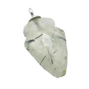 green Prehnite pendant, faceted arrowhead, approx 9-15mm