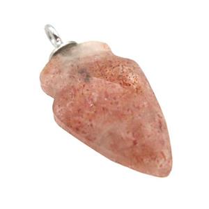 Strawberry Quartz pendant, faceted arrowhead, approx 9-15mm