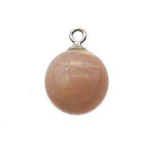 round peach MoonStone ball pendant, approx 10mm dia