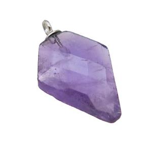 purple Amethyst pendant, faceted arrowhead, approx 11-16mm