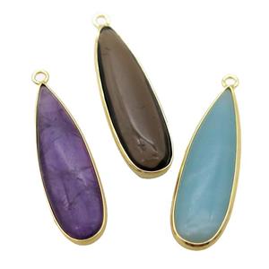 mix Gemstone teardrop pendant, approx 10-35mm