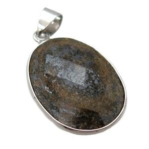 Bronzite oval pendant, approx 17-22mm