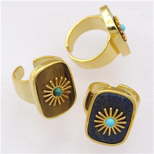 Mix Gemstone Rings, approx 16-22mm