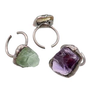 mixed Gemstone Rings, adjustable, antique red, approx 20-25mm