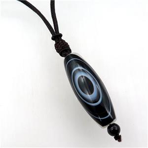 Tibetan Agate druzy necklace, eye, black, approx 20-50mm