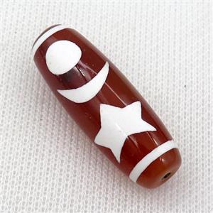 red Dzi Agate barrel beads, approx 16-40mm