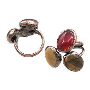 mix Gemstone Rings, adjustable, antique red, approx 10-18mm, 20mm dia