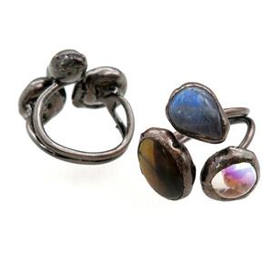 mix Gemstone Rings, adjustable, antique red, approx 10-18mm, 20mm dia