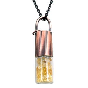 copper perfume bottle Necklace with citrine, antique red, approx 16-65mm