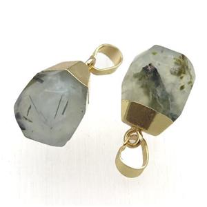 Prehnite pendant, faceted teardrop, approx 12-16mm