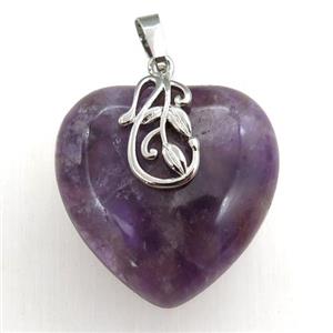 amethyst heart pendant, approx 30mm