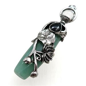 green aventurine stick pendant, approx 16-60mm