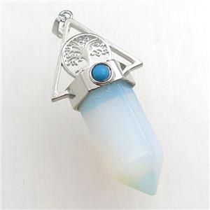 white opalite bullet pendant, approx 15-55mm