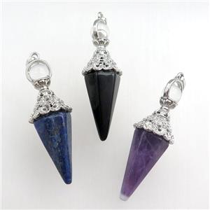 mix gemstone pendulum pendant, approx 18-55mm