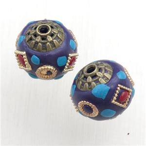 tibetan style beads, brass, round, approx 13mm