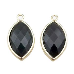 black onyx agate pendant, faceted horseeye, gold plated, approx 11-18mm