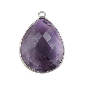 purple Amethyst pendant, faceted teardrop, approx 18-25mm