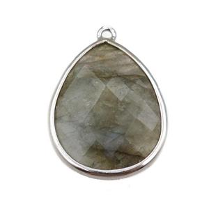 Labradorite pendant, faceted teardrop, approx 18-25mm