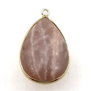 peach MoonStone teardrop pendant, approx 20-30mm