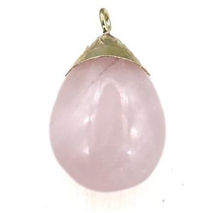 Rose Quartz teardrop pendant, gold plated, approx 20-30mm