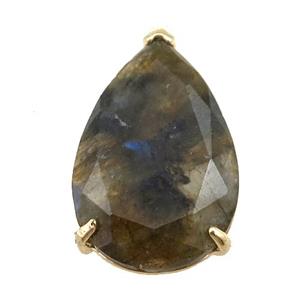 Labradorite pendant, faceted teardrop, approx 18-30mm