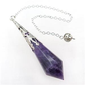 Amethyst pendulum pendant, approx 17-70mm, chain: 16cm length