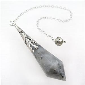 Labradorite pendulum pendant, approx 17-70mm, chain: 16cm length