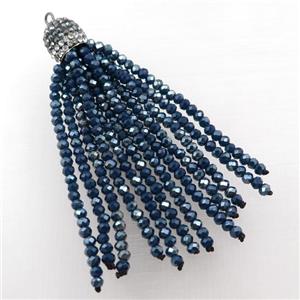 Tassel pendant with crystal glass, approx 12mm, 60mm length