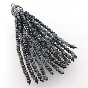 Tassel pendant with crystal glass, approx 12mm, 60mm length