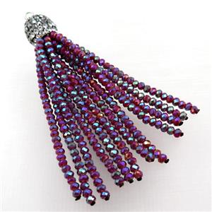 Tassel pendant with red crystal glass, approx 12mm, 60mm length