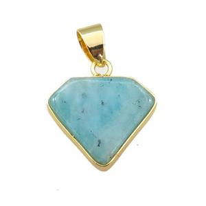 green Amazonite diamond pendant, approx 14-16mm