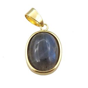 Labradorite oval pendant, approx 14-18mm