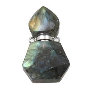 Labradorite perfume bottle pendant, approx 16-27mm
