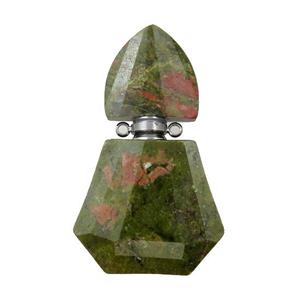 Unakite perfume bottle pendant, approx 28-48mm