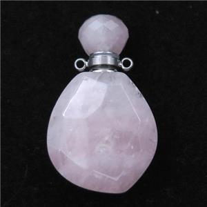 Rose Quartz perfume bottle pendant, approx 23-38mm