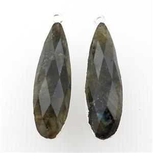 Labradorite teardrop pendant, silver plated, approx 10-35mm