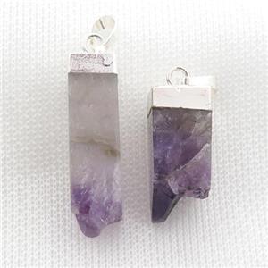 Amethyst Druzy cuboid pendant, silver plated, approx 10-25mm