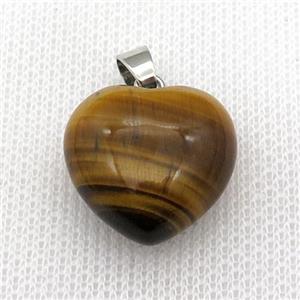 yellow Tiger eye stone heart pendant, approx 20mm