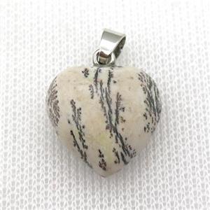 Chohua Jasper heart pendant, approx 20mm