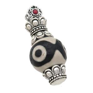 tibetan style Agate pendant, antique silver, approx 20-40mm