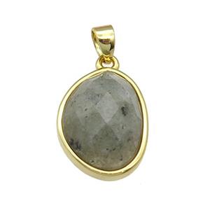 Labradorite teardrop pendant, gold plated, approx 12-16mm