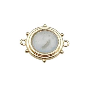 white Opalite circle connector, gold plated, approx 15mm