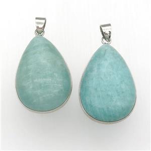 Green Amazonite Teardrop Pendant, approx 20-30mm