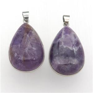 purple Amethyst Teardrop Pendant, approx 20-30mm