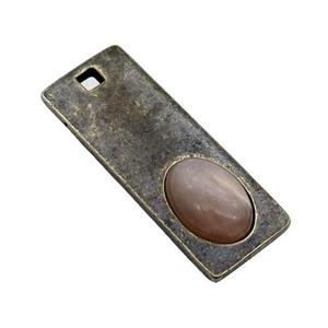 copper rectangle pendant with moonstone, antique bronze, approx 14-38mm