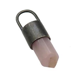 copper bullet pendant with Rose Quartz, antique bronze, approx 11-30mm